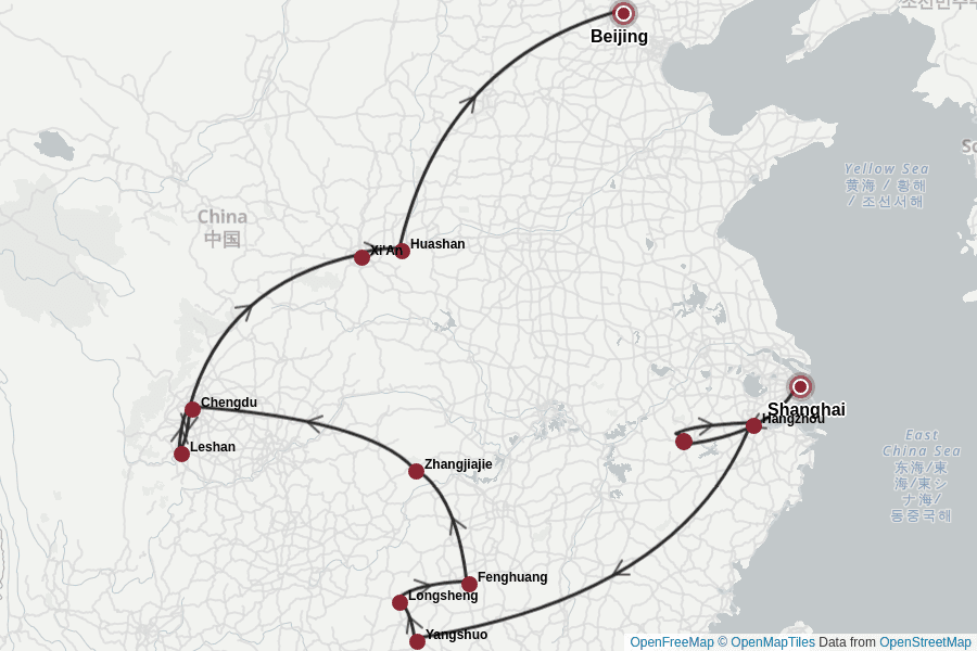 Itinerary Map image for Les splendeurs de la Chine en 3 semaines