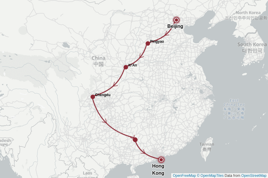 Itinerary Map image for De Pékin à Hong Kong