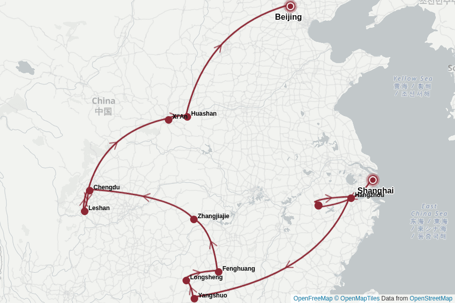 Itinerary Map image for Les splendeurs de la Chine en 3 semaines