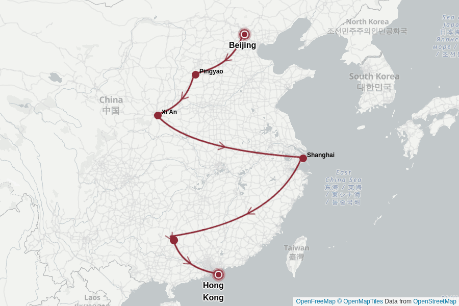 Itinerary Map image for De Pékin à Hong Kong