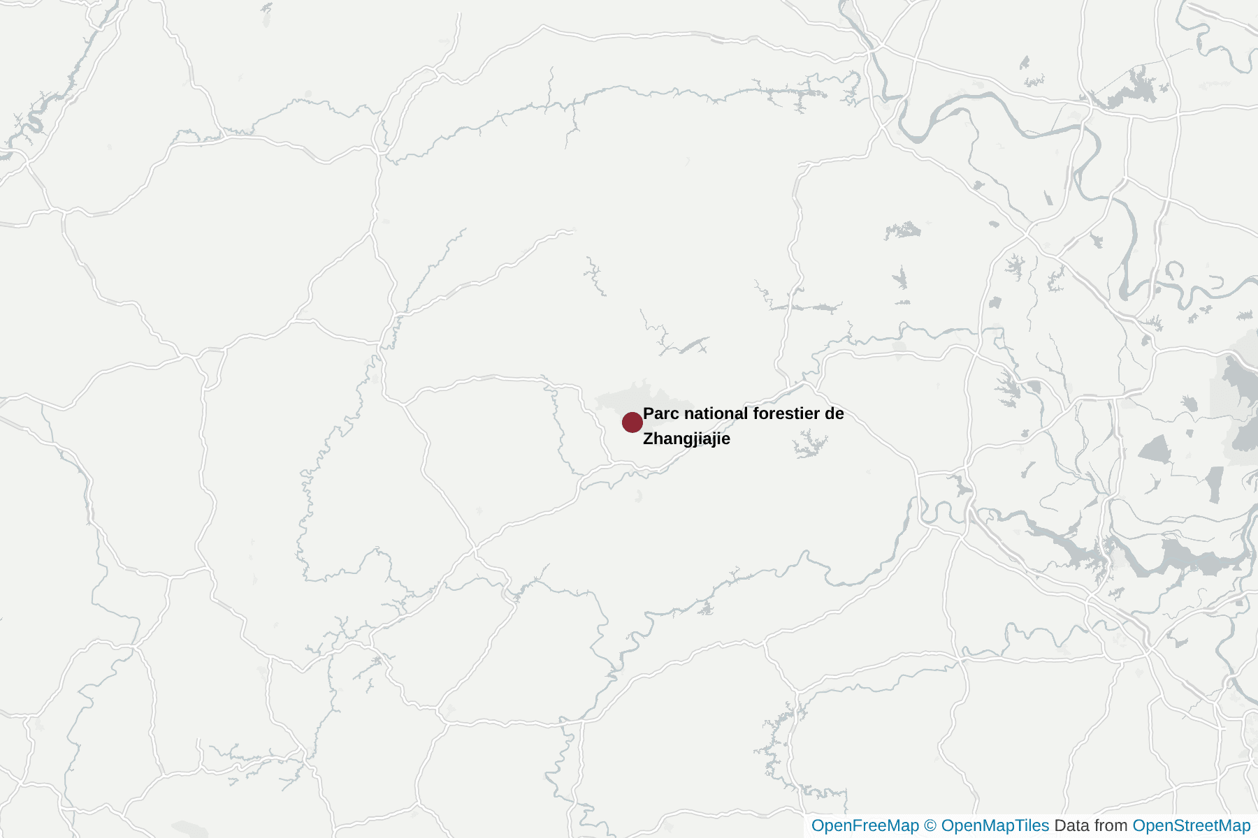 Carte de Parc national forestier de Zhangjiajie